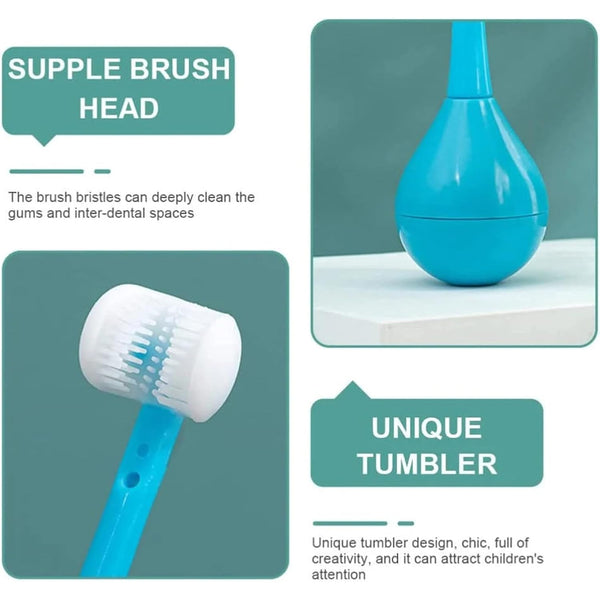 7327 Soft Bristle Toothbrush 3-Sided Training Toothbrush With Silicone Head for Aged 2-12 (1 Pc)