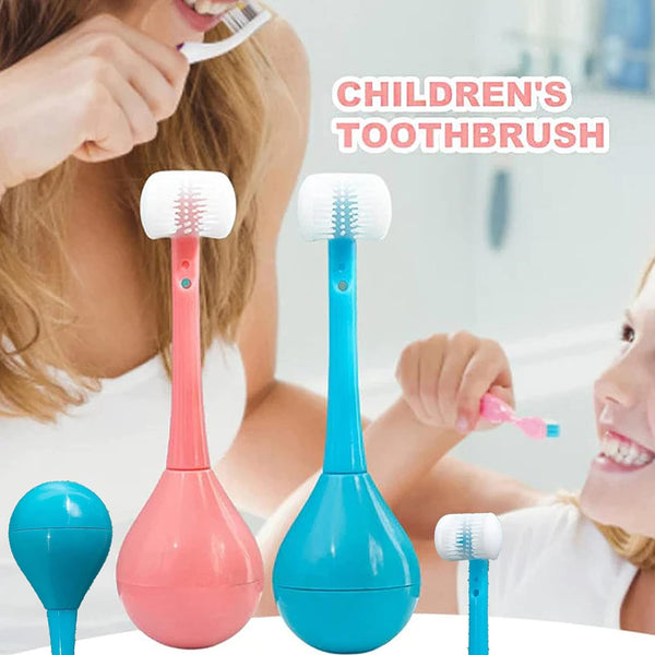 7327 Soft Bristle Toothbrush 3-Sided Training Toothbrush With Silicone Head for Aged 2-12 (1 Pc)