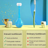 7327 Soft Bristle Toothbrush 3-Sided Training Toothbrush With Silicone Head for Aged 2-12 (1 Pc)