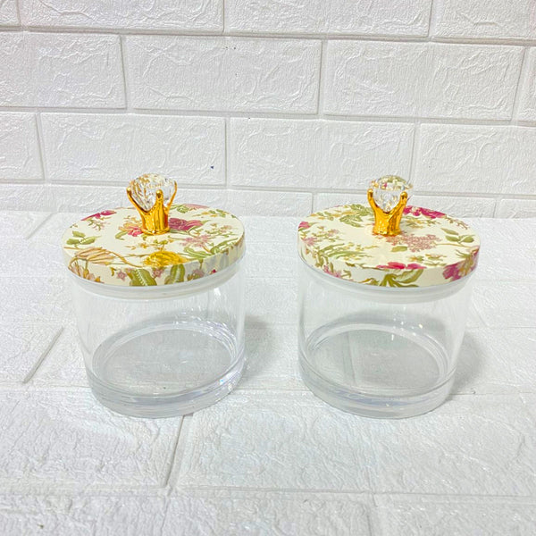 Di0164 Rishabh Super Antique Jar Set of 2 with Crown Lid Design