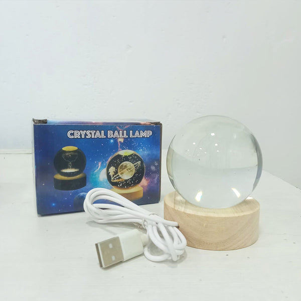 AM5926 3D Crystal Ambaji Mata Ball Night Light with Wooden Base