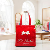 AM6260 Medium Ted Baker London Glossy Red Small Tote Bag with White Bow