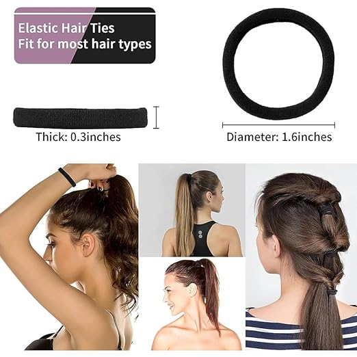 AM1002 Elastic Hair Rubber Bands for Girls, Kids & Women (Black - Pack of 30)