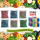 3030_Reusable Fridge Mesh Fabric Storage Bag for Vegetables and Fruits with Zipper (Multicolour, Size: 27 X 23 cm) - Set of 3