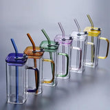 AM3720 Glass Mug Sipper Tumbler with Lid and Silicon Straw