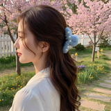 AM6377 Fuzzy Mix Colour hair claw clip with pearl accents - 1pc