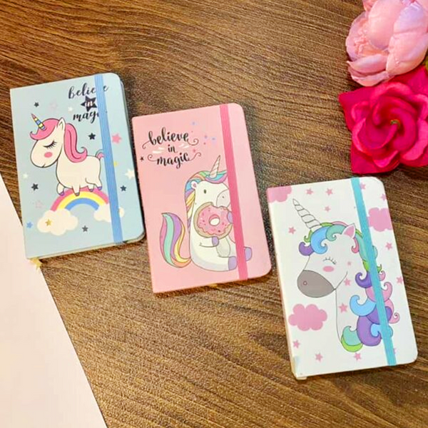 AM6368 Pocket Diary A7 Mini Notebook with Elastic Band Mix Design