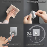 3422 Adhesive Wall Hanging Hooks Heavy Duty for Wall Square Design Silver Color - 1 PCS
