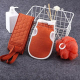 AM5638 3 PCS Bathing Exfoliating Set (MultiColour) - Back Scrubber exfoliating gloves - Easy to clean For Men And Women (Set of 1)