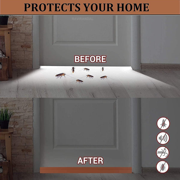AM5641 Self-Adhesive Silicone Door/Window Shield Tape Door Bottom Sealing Strip Air Gap Cockroach Insect Bugs Draft Stopper Waterproof and Soundproof (1 m, Brown)