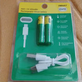 15494 AAA Rechargeable 800 mWh Batteries With Recharging Cable (2 Pc Set)