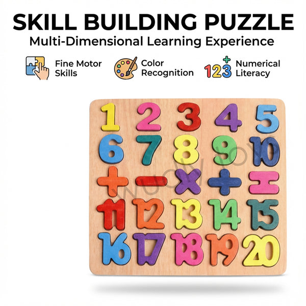 A07137 Skill Building Wooden Number and Math Educational Puzzle for Kids