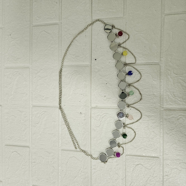 Di0046 Oxidized Silver Dangler Kamarbandh with Colorful Beads and Cowrie Shells (Multidesign)