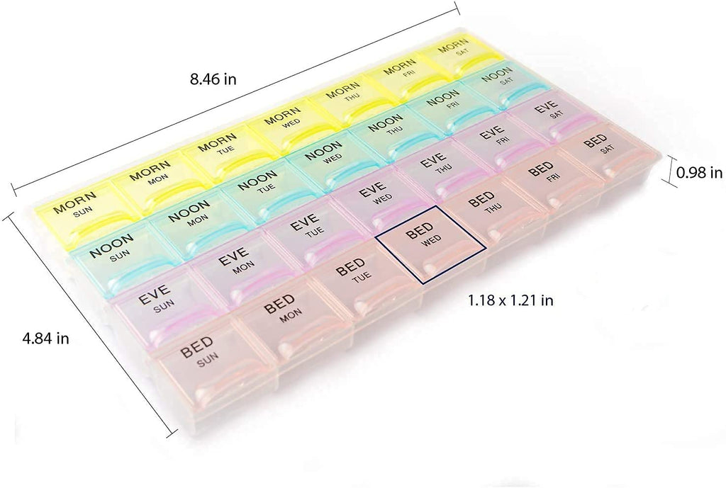 3-Section Rectangle Pill Box Assorted, 3-1/2 x 2-1/2 x 3/4 H | The Container Store