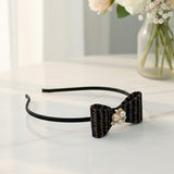 AM6380 Multicolour Elegant Glitter Bow Hairband with Pearl & Stone Centerpiece