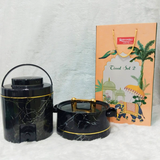 Di0376 Rishabh Tissot Set 2 - Premium Black Marble Finish Water Jug & Hot Pot Combo