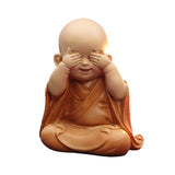 AM5363 Little Monk Sculpture Hand-carved Buddha Sitting statue -Pack of 1 pcs ( Multidesign)