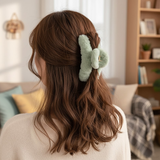 AM6381 Dual Shade Rectangular Shape Fur Hair Claw - 1pc (Multicolour)