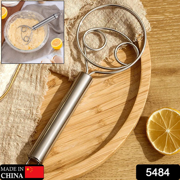 5484 DOUGH WHISK, PREMIUM STAINLESS STEEL DUTCH WHISK, DOUGH HAND MIXER ARTISAN BLENDER FOR EGG, BREAD, CAKE, PASTRY, PIZZA DOUGH - PERFECT BAKING TOOLS, WHISKING, TIRRING KITCHEN TOOLS (1 PC)