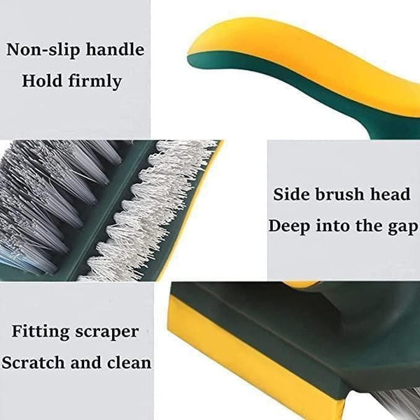 3093 4 in 1 with Squeegee, Bathroom Cleaning Brushes, V-Shape Gap Scrub Brush