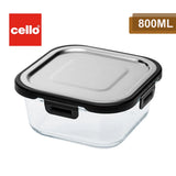 AM2028 Cello Steel-O Fresh Borosilicate Square Container 800ml