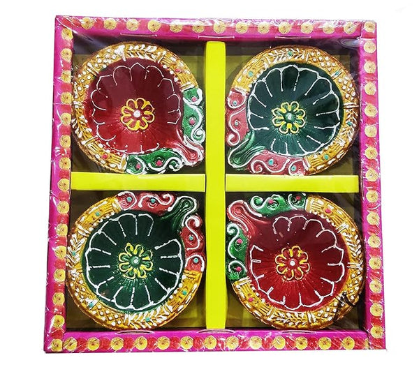 AM0207 Handmade Decorative Diyas For Diwali Diwali Decoration (4 Pcs)