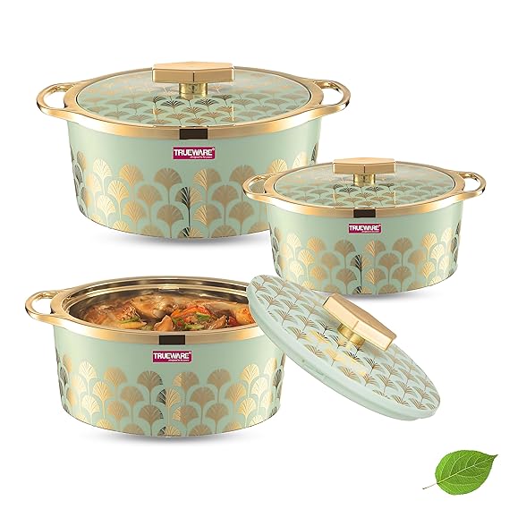 AM2409 Trueware Floraa Fine Inner Steel Casserole Set of 3 1200ml 1800ml 2800ml