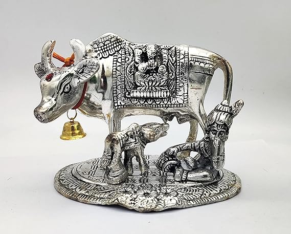 AM0732 Cow and Calf with Gopal Krishna Big Silver no3
