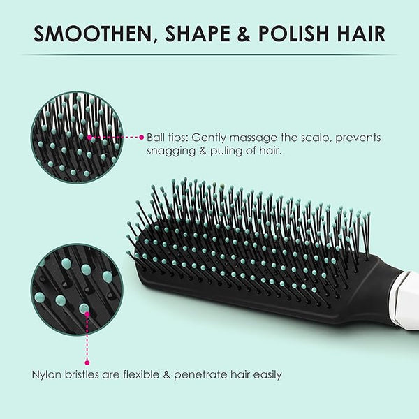 3374 Classic Flat Hair Brush with Strong & flexible nylon bristles for Men, Women & Kids