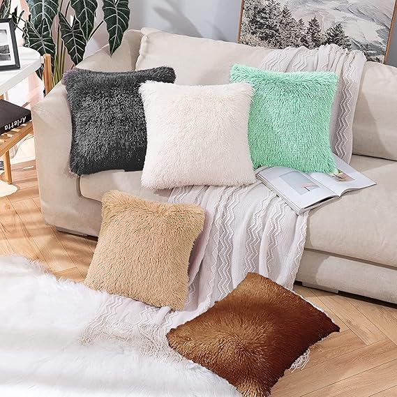 AM3138 Big Pillow Soft 38x33Cm Faux Fur Fleece Cushion Cover Multicolour 215gm