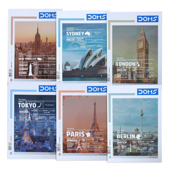 AM0480 Doms Single Line A4 Note Book  140 Pages (Pack of 6)