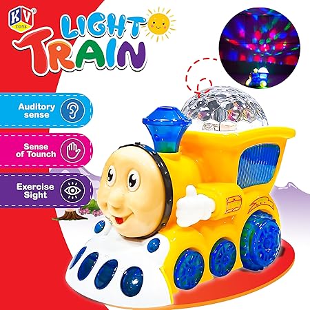 AM2929 Light Train 388-4 Musical Engine Toy Train with Light and Sound Light Funny Musical Toy for Kids Multicolour