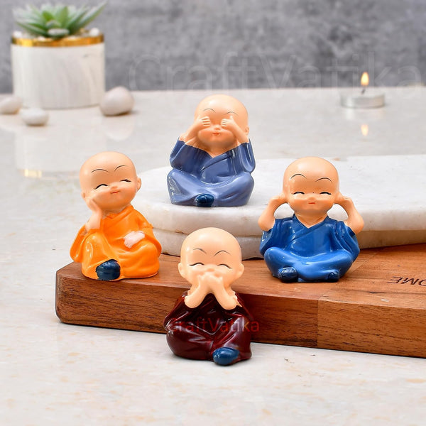 4 Pcs Baby Buddha Monk Statue