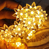 3394 14 LED Double Lotus Flower Fairy String Lights for Home Decoration 10 Feet (Warm White)