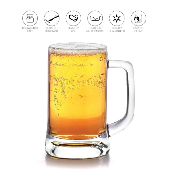 AM2667 CELLO Stern Beer Glass Mug Set of 2, 350 ml | Beer Mugs Straight | Stern Mug Set for Juice, Beer, Beverages