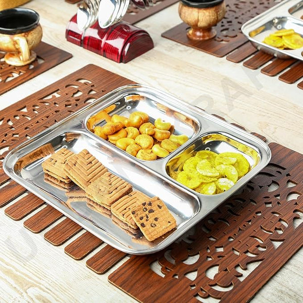 AM3351 SS Mars Bhojan Thali-Big(21X21cm) SC-655 3 in 1 Partition Weight-220Gm