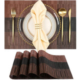 3184 4PCS Mats Non-Slip Heat Resistant Place Mats for Kitchen Dining Table (45 x 30 cm), Brown Black