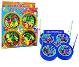 AM2926 Fishing Game LMI-9923 for Kids with Sound Include 32 Pieces Fishes and 4 Fishing Rod Fish Catching Game Multicolour