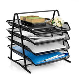 3058 Metal Mesh 4 Tier Paper Tray Organizer For Desk Stackable File Rack