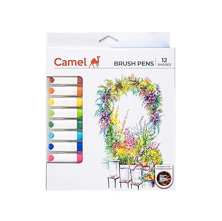 AM3384 Camel Brush Pens 12 Shades Multicolour Brush Pens Assorted