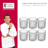 AM2586 Sanjeev Kapoor SKB-930 Glass Set Whisky Glass 330 ml, Clear (Pack of 6)