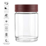 AM0662 CELLO Modustack Glassy Storage Jar | Glass Jar with Lid | Air Tight Steel Lid and Stackable | For Storage of Food, Pulses, Spice, Cereals, Cookies, Dry Food | 1500ml, Maroon