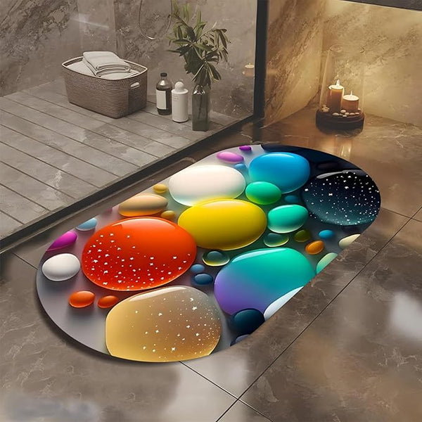 AM3660 Marble Flower Rubber Bathroom Mat (Multi-design) 1 Pcs