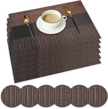 3184 4PCS Mats Non-Slip Heat Resistant Place Mats for Kitchen Dining Table (45 x 30 cm), Brown Black