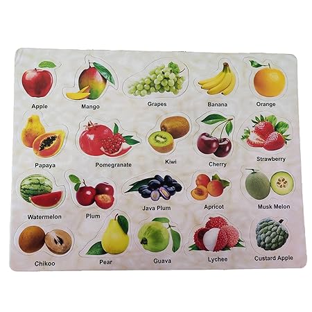 AM2798 Fruits Puzzle Board for Kids Fruitful Discoveries Gloss Laminated Fruits Chart Hardcover