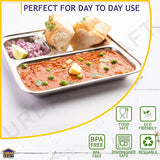 AM3333 Square Pav Bhaji Stainless Steel Plates(22.8cm X 22.5cm)with 3 Compartments