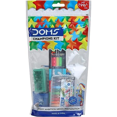 3583 Doms Champions Kit for School Essentials, Gifting Range for Kids ,Combination of 6 Stationery Items (Pack of 1)