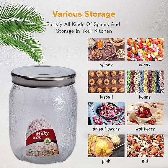 AM2533 Plastic Air Tight Round Milky Way Jar Storage Containers 3500ml 1 Pcs