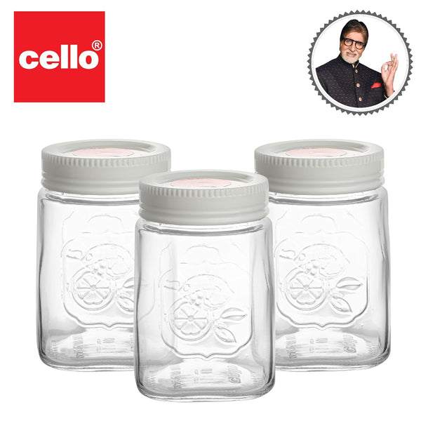 AM0659 CELLO Classic Canister Glass Jar 300ml (Set of 3)