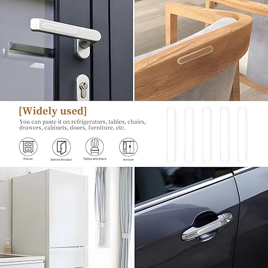 AM3235 Clear Rubber Silicone Strip Wall Protector, Cabinet Door Bumper, Furniture Drawer Safety Stopper, Car Anti-Collision Bumper Guard Protector Self Adhesive (Pack of 10)